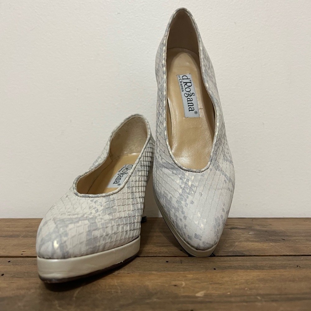 Vintage d’Rossana by Charna Cadi Leather Snakeskin Pumps - Picture 2 of 9
